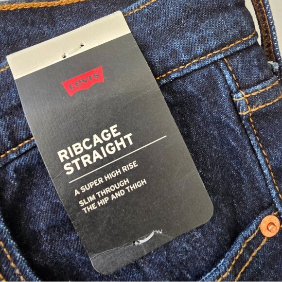 NWT Levi's Premium Ribcage Straight Jeans Womens 27 Blue Dark Wash 90s - Picture 9 of 9